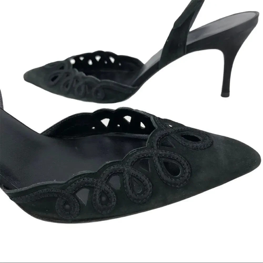 Cole Haan Black Suede Leather Sing Back Heels 8